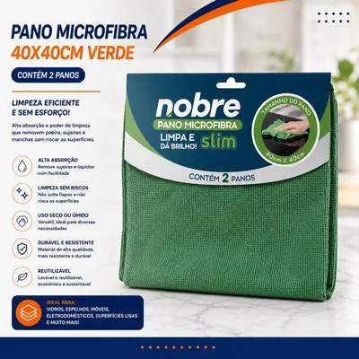 Pano de Microfibra 40X40CM Verde C/2 (56754)
