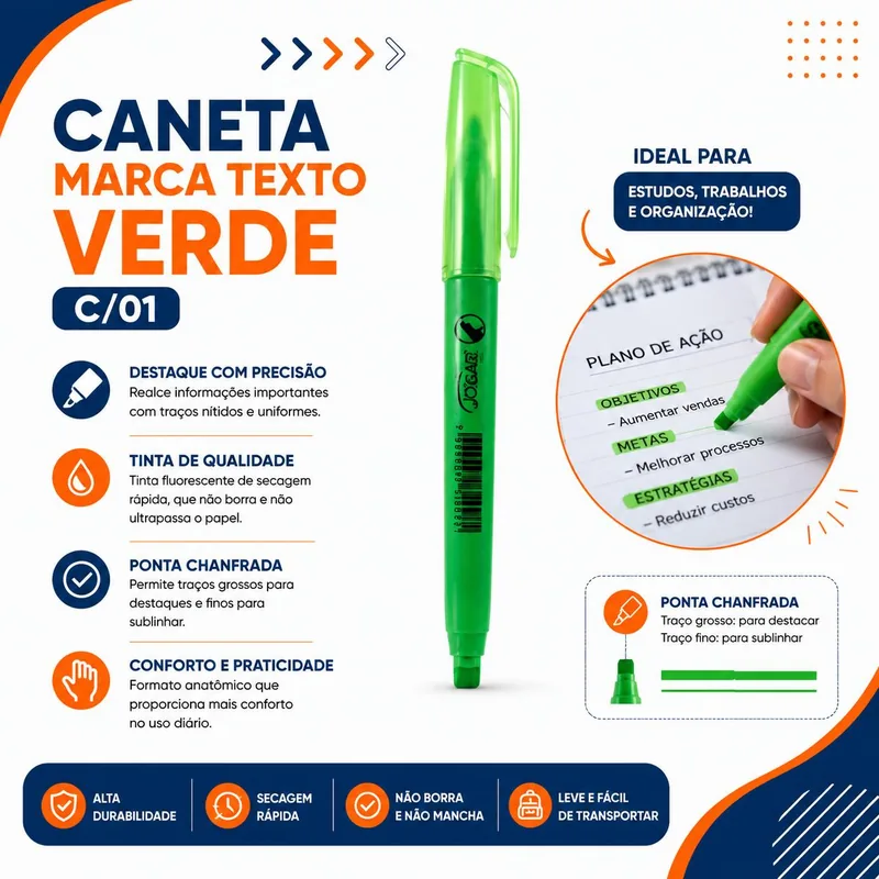 Caneta Marca Texto Verde (146504) c/ 01