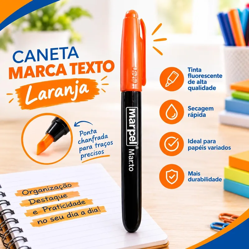 Caneta Marca Texto Maripel Laranja c/ 01 (37252)