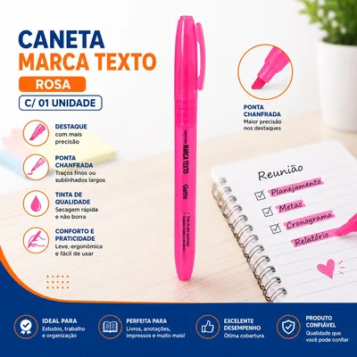 Caneta Marca Texto Rosa c/ 01 (33178/146503)