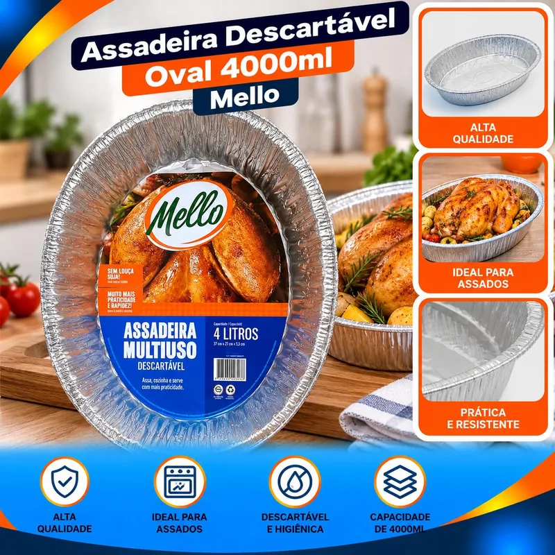 Assadeira Desc. Oval 4000ML Mello Un