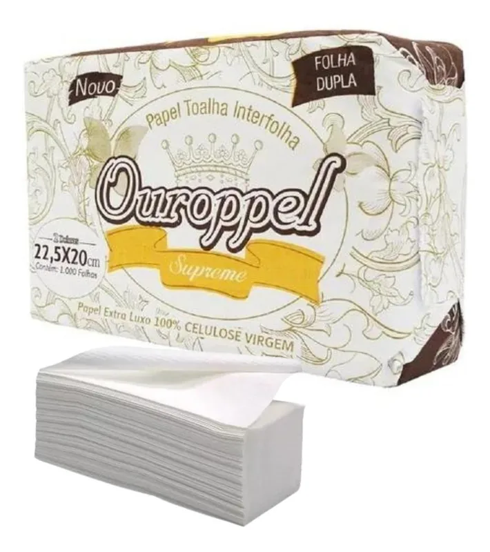 Toalha Int. (22,5X20) Folha Dupla Ouroppel Supreme C/1000 (1702)