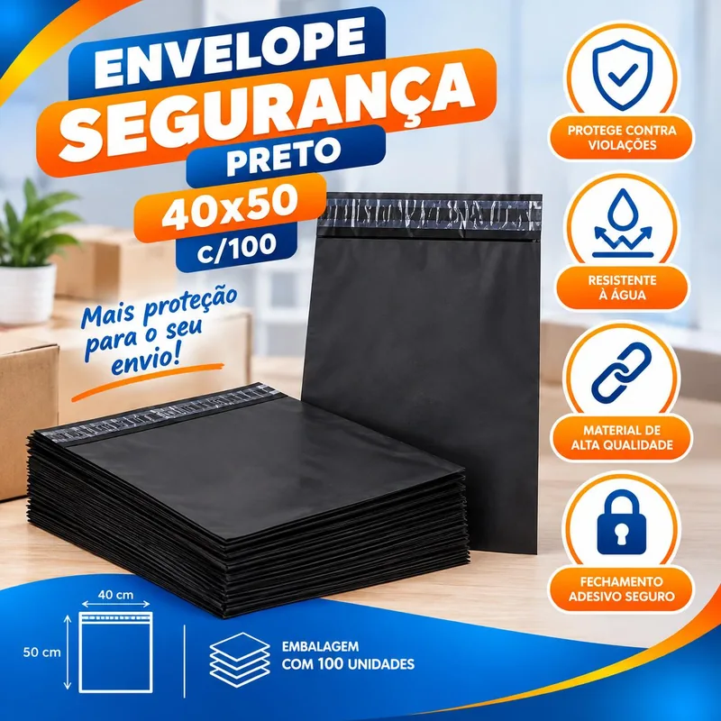 Envelope Seguranca Cinza 40X50 c/ 100
