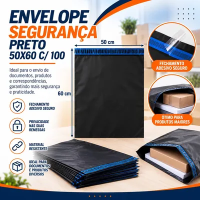 Envelope Seguranca Preto 50X60 c/ 100