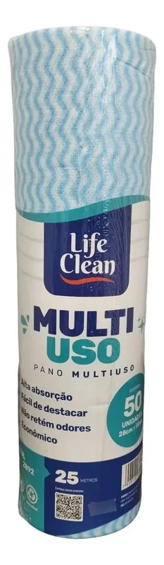 Pano Mult. 28CM Azul 25 Mts Life Clean