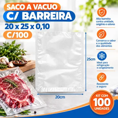 Saco A Vacuo c/ Barreira 20X25X0,10 C/100