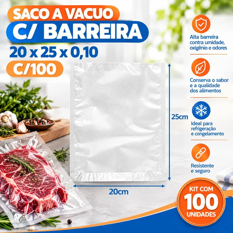 Saco A Vacuo c/ Barreira 20X25X0,10 C/100