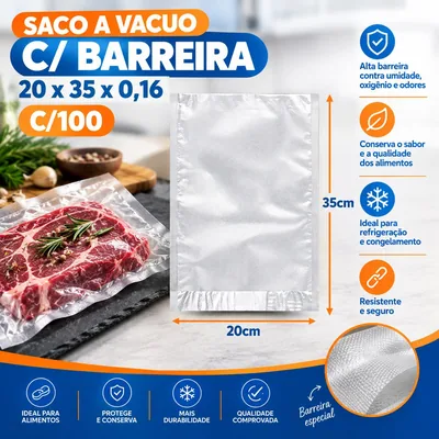 Saco A Vacuo c/ Barreira 20X35X0,16 C/100