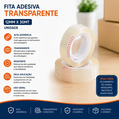 Fita Ades. Transp. 12MMX30MT Adelbras Uni (13041)