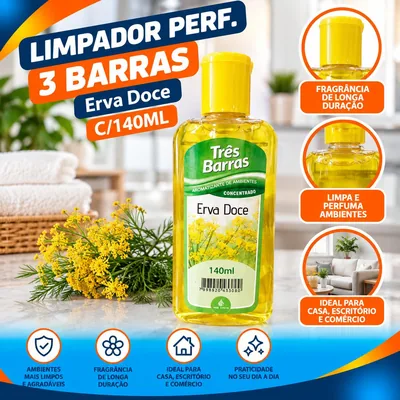 Limpador Perf. 3 Barras Erva Doce C/140ML