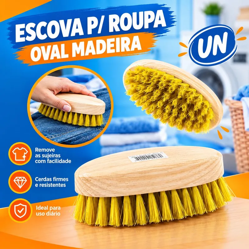 Escova p/ Roupa Oval Madeira (C153) Un