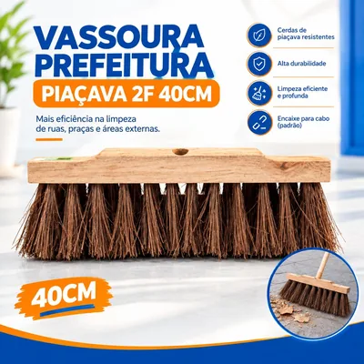 Vassoura Prefeitura Piacava 2F 40CM (E111)