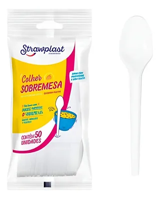 Colher Sobremesa Branca Strawplast (CSB-610) C/1000
