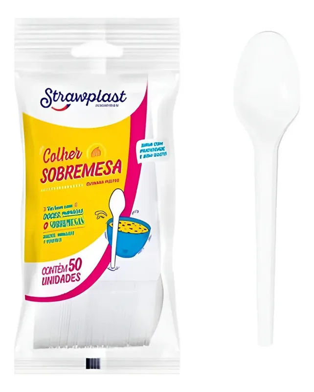 Colher Sobremesa Branca Strawplast (CSB-610) C/1000
