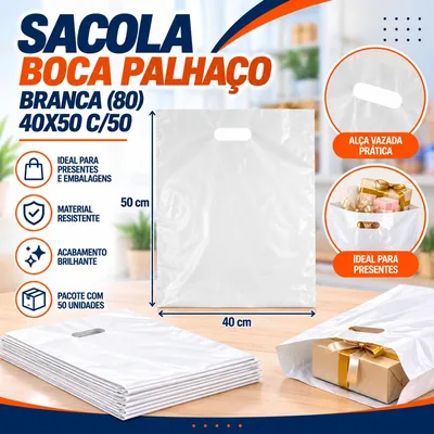 Sacola Boca Palhaço (80) 40X50 Branca C/50