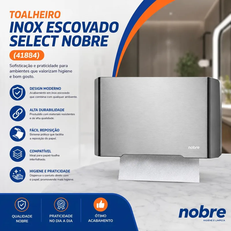 Toalheiro Inox Escovado Select Nobre (41884)