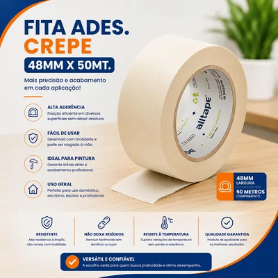 Fita Ades. Crepe 48MMX50MT. Alltape Un