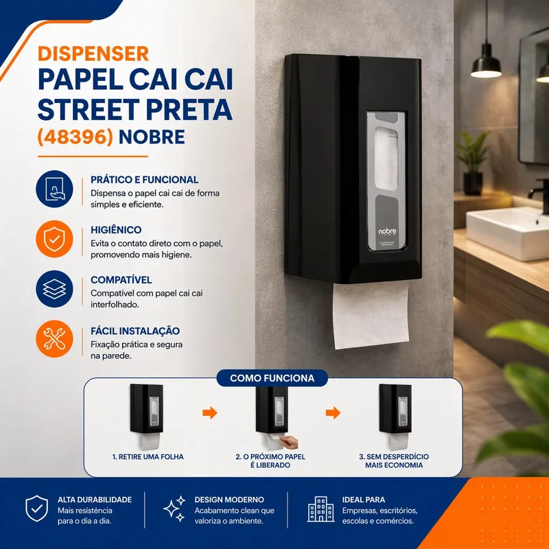 Dispenser Papel Cai Cai Street Preta (48396) Nobre