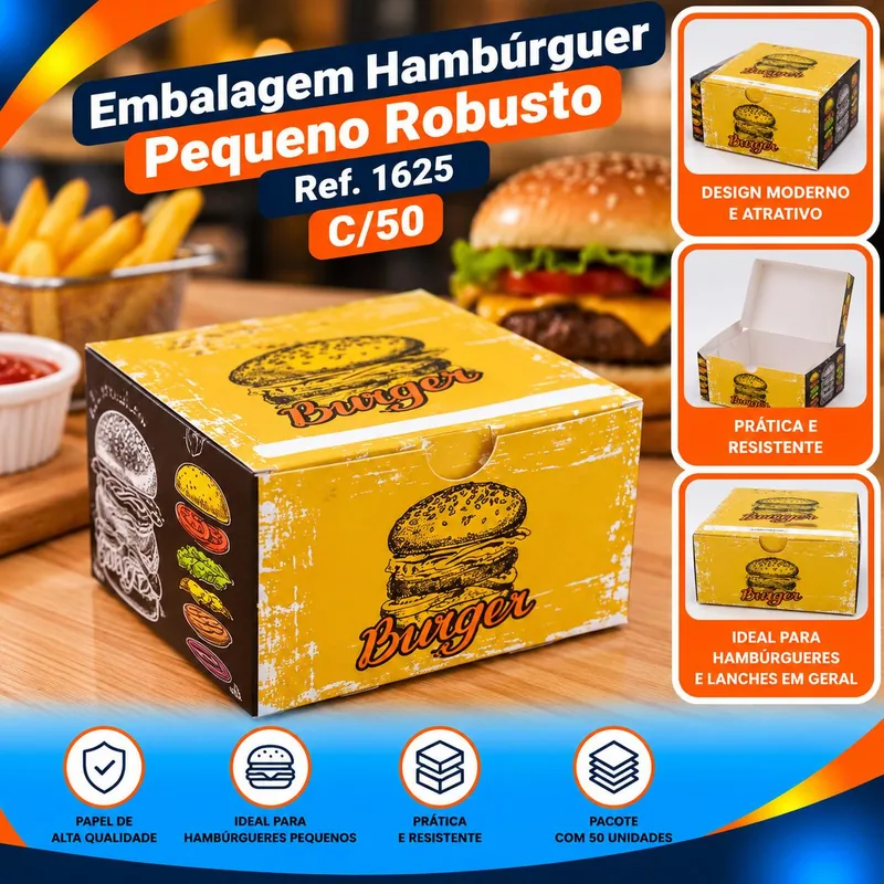 Embalagem Hamburguer Pequeno Robusto (1625) C/50