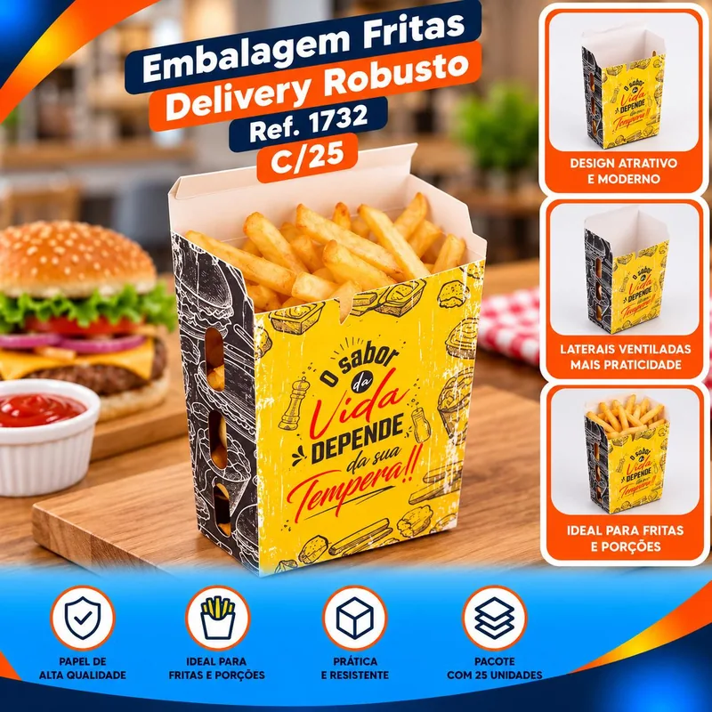Embalagem Fritas Delivery Robusto (1732) C/25