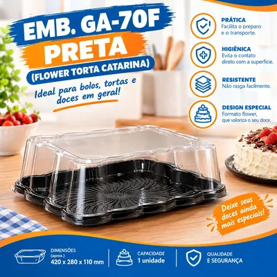 Emb. GA-70F Preta (flower Torta Catarina) Un.