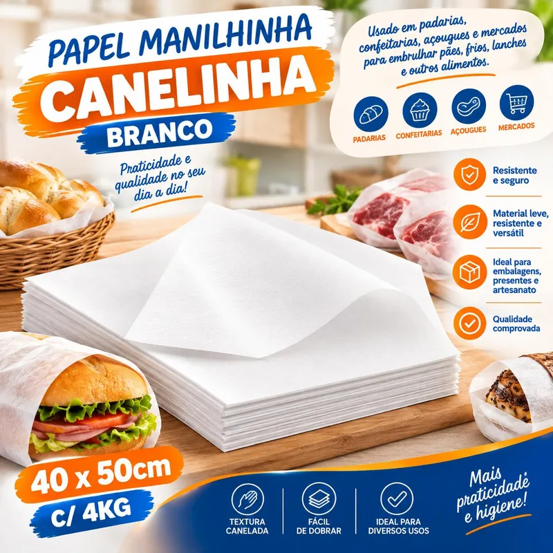 Papel Manilhinha Canelinha Branco 40X50 C/4KG
