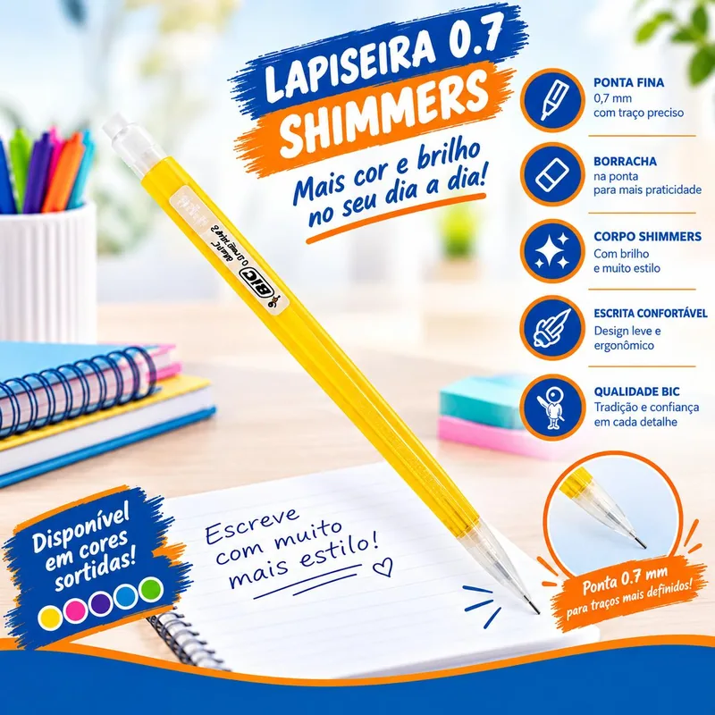 Lapiseira 0.7 Bic Shimmers Un