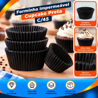 Forminha Imperm.cupcake Preto C/45