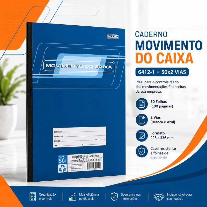 Caderno Movimento Caixa 6412-1 50X2 Vias (2161)