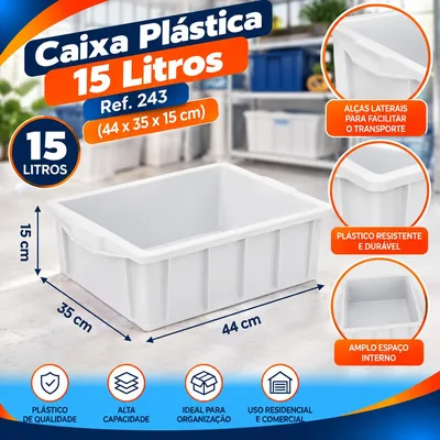 Caixa Plast. 015 Lt. Branca S/tampa (44X35X15) REF.243 Bolivar