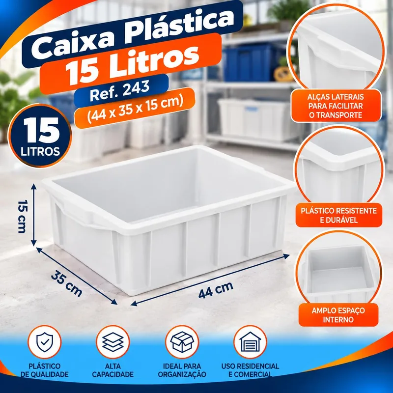 Caixa Plast. 015 Lt. Branca S/tampa (44X35X15) REF.243 Bolivar