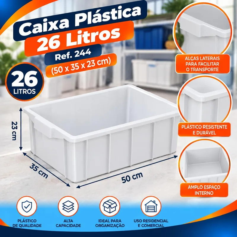 Caixa Plast. 026 Lt. Branca (50X35X23) REF.244 Bolivar