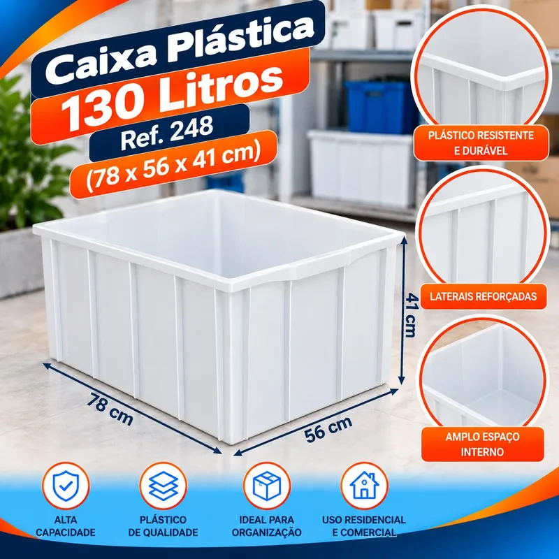 Caixa Plast. 130 L.branca (78X56X41) Ref. 248 Bolivar