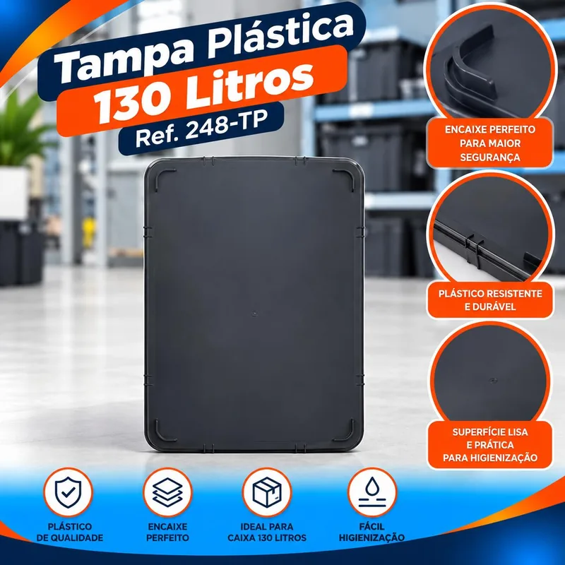 Tampa Plast. 130 L.preta Ref. 248-TP Bolivar
