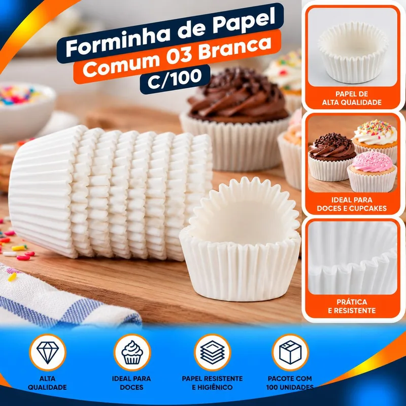 Forminha Papel Comum 03 Branca C/100