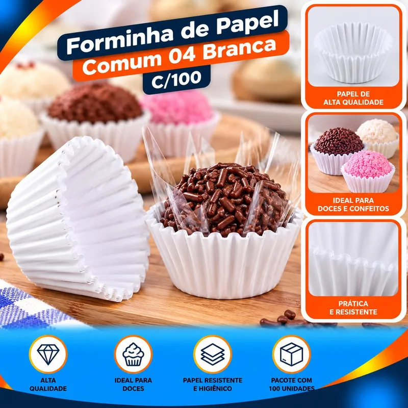 Forminha Papel Comum 04 Branca C/100