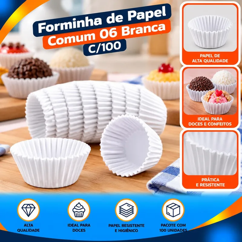 Forminha Papel Comum 06 Branca C/100