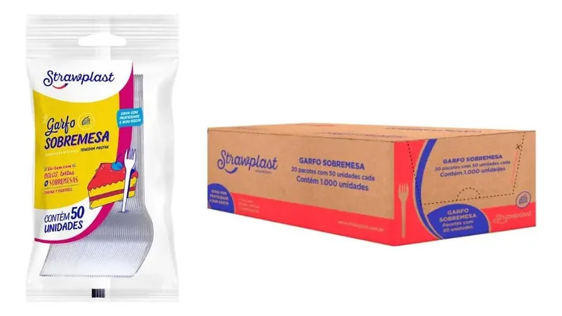 Garfo Sobremesa Branco Strawplast (GSB-510) C/1000