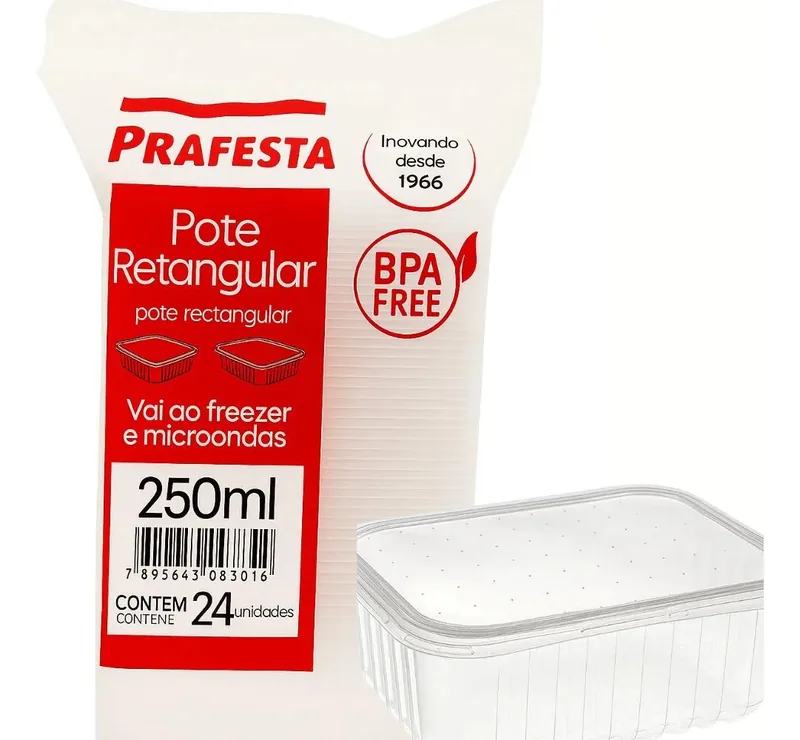 Pote 0250 Ml (prafesta) Retangular (8302) C/24