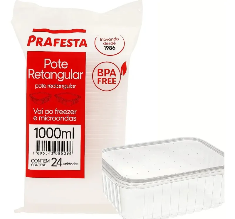 Pote 1000 Ml (prafesta) Retangular (8321) C/24