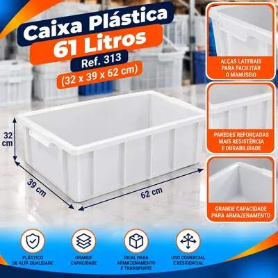 Caixa Plast. 061 L.branca (32X39X62) Ref. 313 Bolivar