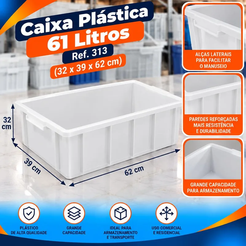 Caixa Plast. 061 L.branca (32X39X62) Ref. 313 Bolivar