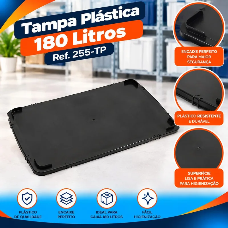 Tampa Plast. 180 L.preta Ref. 255-TP Bolivar