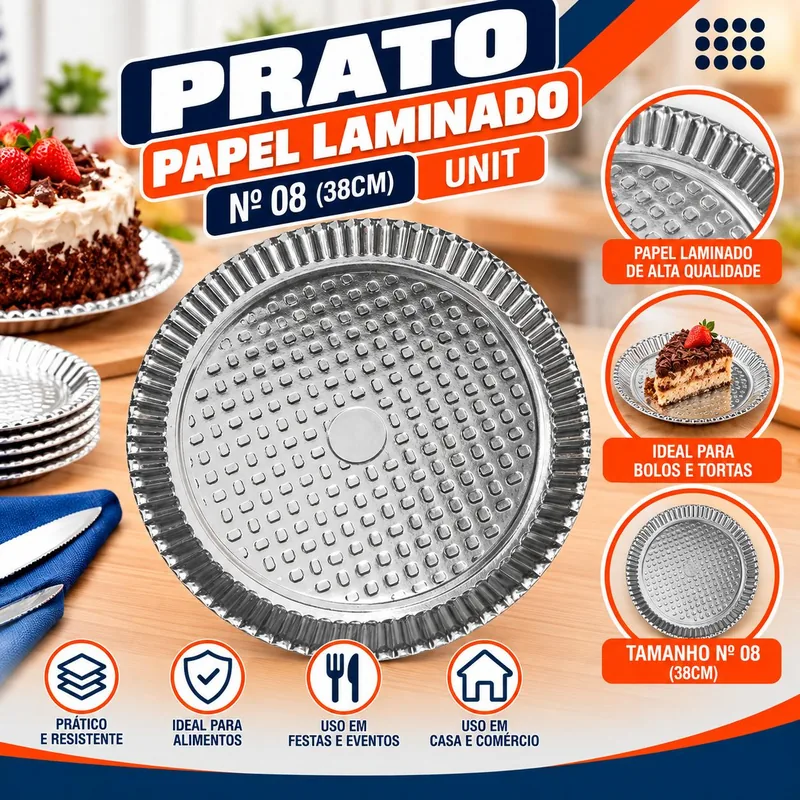 Prato Pap. Lam. N.08 (38CM) Un