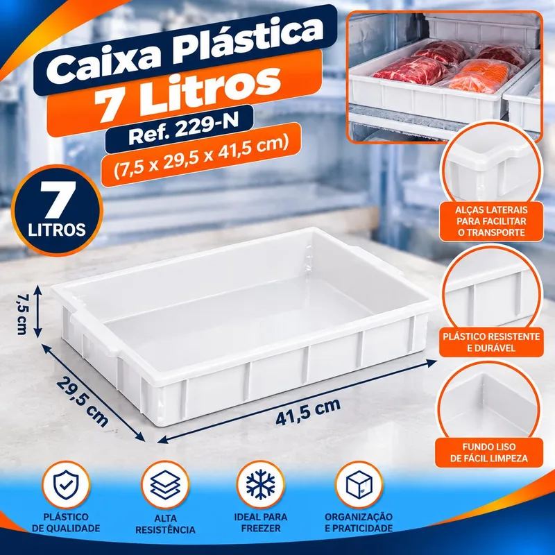 Caixa Plast. 007 Lt. Freezer (7,5X29,5X41,5) REF.229-N Bolivar