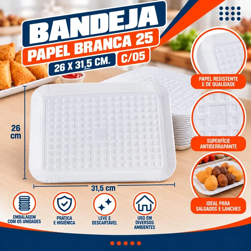 Bandeja Pap. Brc. 25 (26 X 31,5 Cm.) C/05