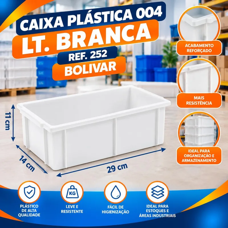 Caixa Plast. 004 Lt. Branca (29X14X11) REF.252 Bolivar