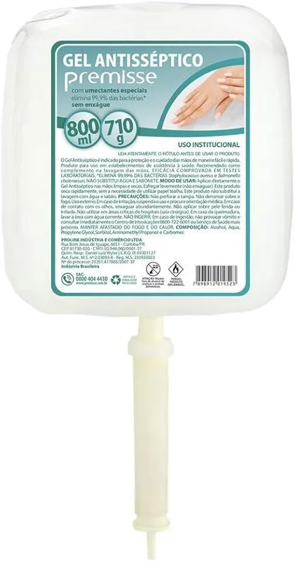Gel Antisseptico (neutro) Premisse Refil 800ML