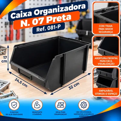 Caixa Organiz. N. 07 Preta C/trava REF.081-P Bolivar