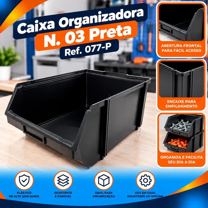 Caixa Organiz. N. 03 Preta REF.077-P Bolivar
